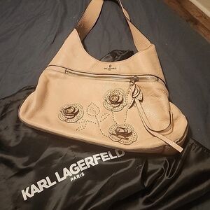 Karl Lagerfeld Beige Floral Shoulder Bag